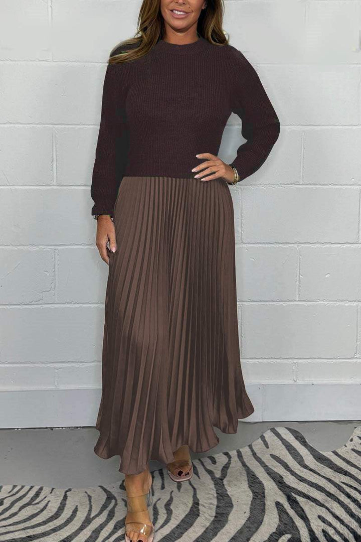 EMILIA™ - Long Sweater with Pleated Skirt